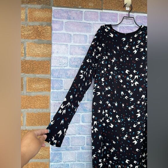 Diane Von Furstenberg black silk long sleeve dress size 12 pop art - Picture 4 of 10